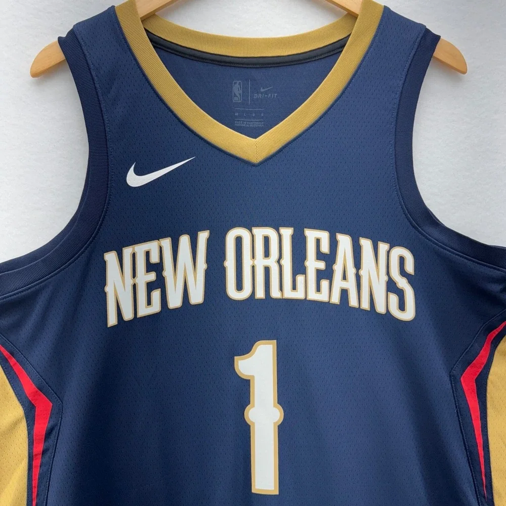 Nike NBA New Orleans Zion Williamson Swingman Jersey‎ Mens Size Large Blue Gold